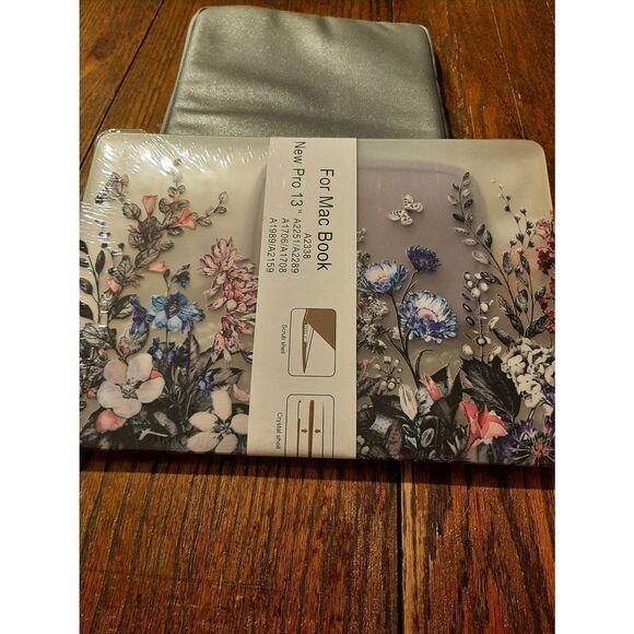 New KECC Silver and Clear Floral Butterfly MacBook Pro 13" Sleeve and Protection - Picture 2 of 5